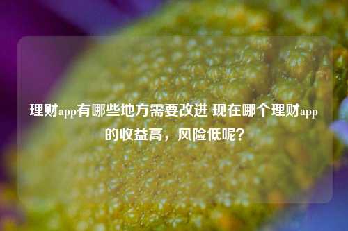 理财app有哪些地方需要改进 现在哪个理财app的收益高，风险低呢？