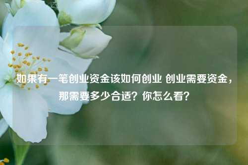 如果有一笔创业资金该如何创业 创业需要资金，那需要多少合适？你怎么看？