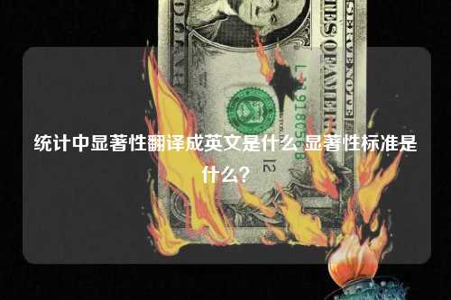 统计中显著性翻译成英文是什么 显著性标准是什么？