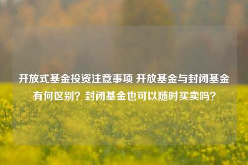 开放式基金投资注意事项 开放基金与封闭基金有何区别？封闭基金也可以随时买卖吗？