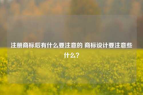 注册商标后有什么要注意的 商标设计要注意些什么？