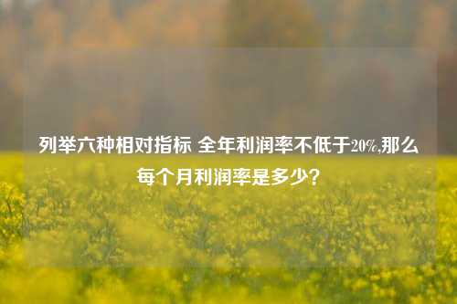 列举六种相对指标 全年利润率不低于20%,那么每个月利润率是多少？