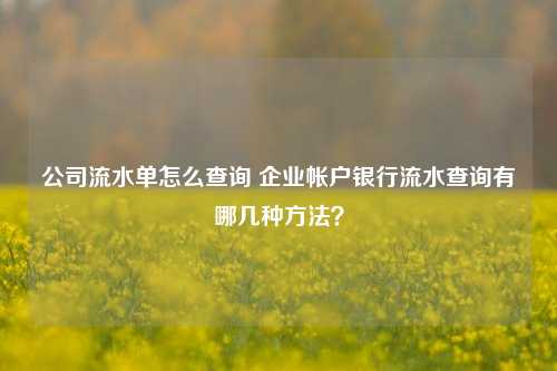 公司流水单怎么查询 企业帐户银行流水查询有哪几种方法？