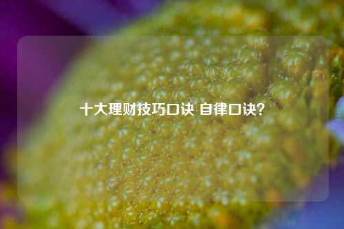 十大理财技巧口诀 自律口诀？